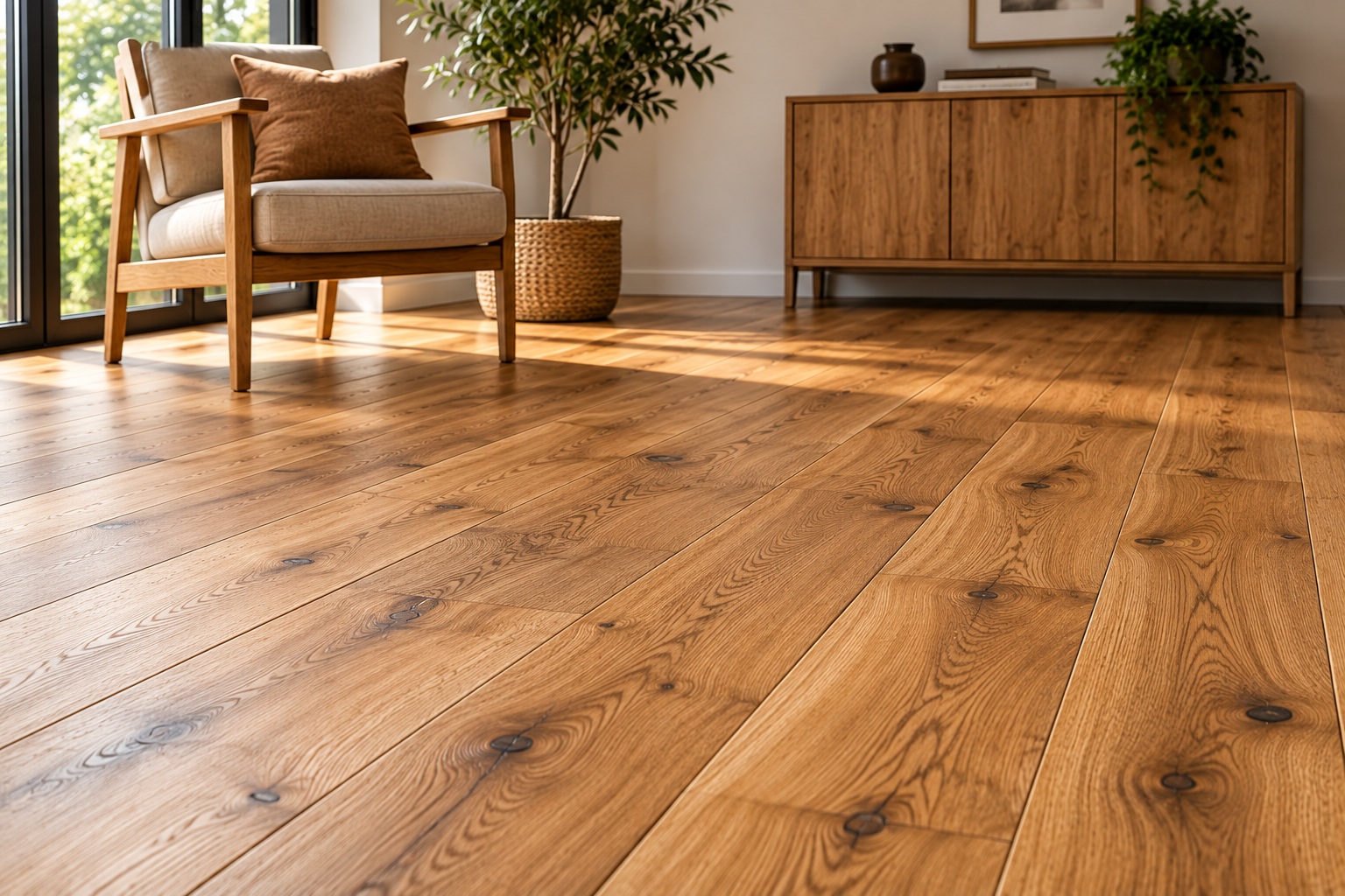 Parquet massif en bois naturel à Roanne